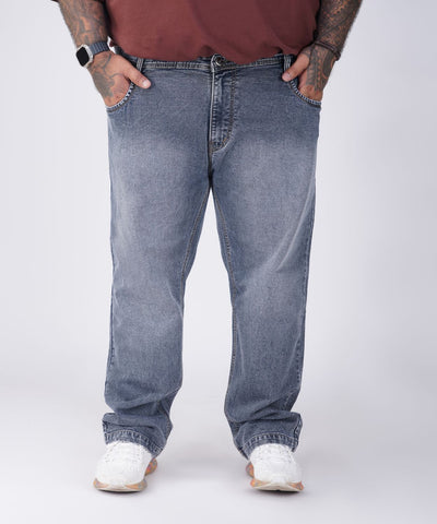 Plus Size Men Heavily Faded Grey Comfort Fit Jeans