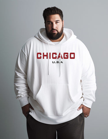 Chicago USA Plus Size Hoodie White