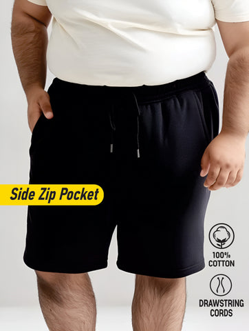 Solid Cotton Plus Size Shorts