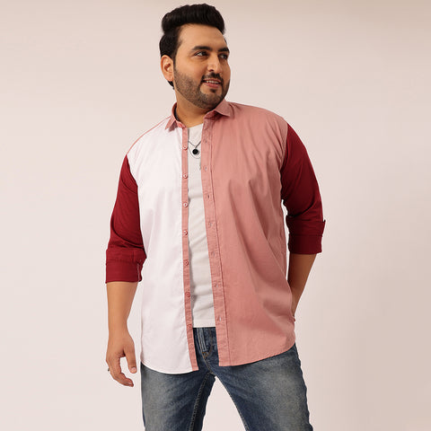 Dark Red Triple Color Block Shirt