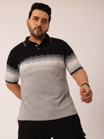 Black Jacquard Knitted Polo T-shirt