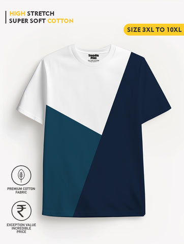 White Navy Airforce Colourblock Plus Size T-shirt