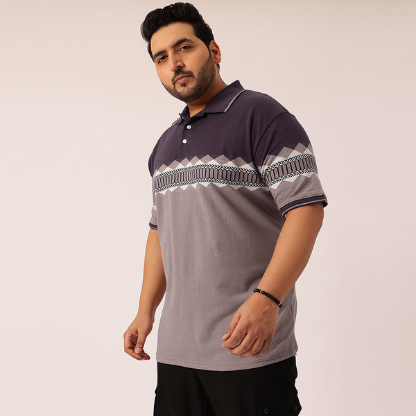 1Black Solid Unisex Plus Size Polo T-shirt