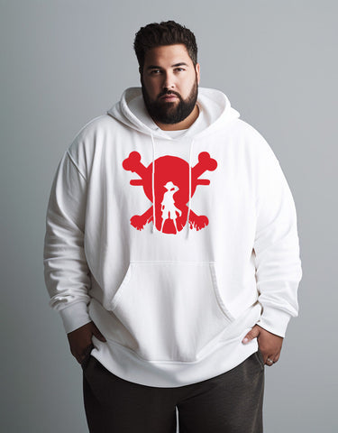 One Piece Red Plus Size Hoodie White
