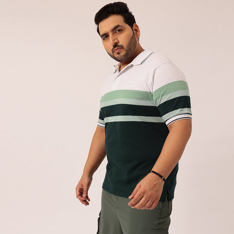 Forrest Green Stripe Polo T-shirt