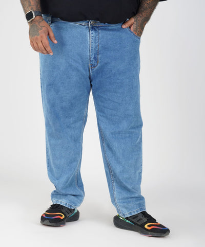 Plus Size Men Blue Faded Comfort Fit Jeans