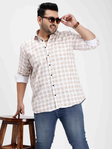 Light Brown Digital Print Cotton Shirt