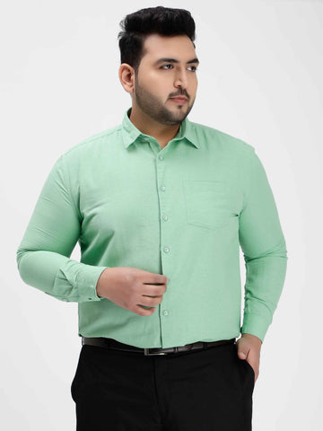 Green Cotton Twill Plus Size Shirt