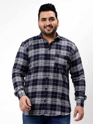 Flannel Grey & Black Checked Plus Size Shirt