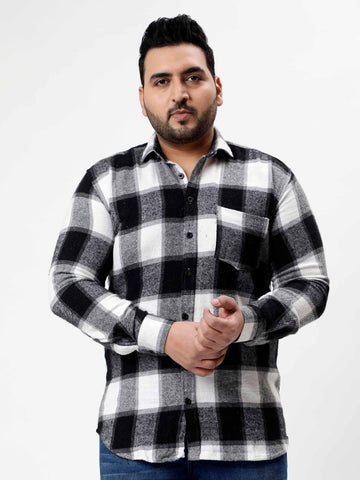 Flannel White Checked Plus Size Shirt