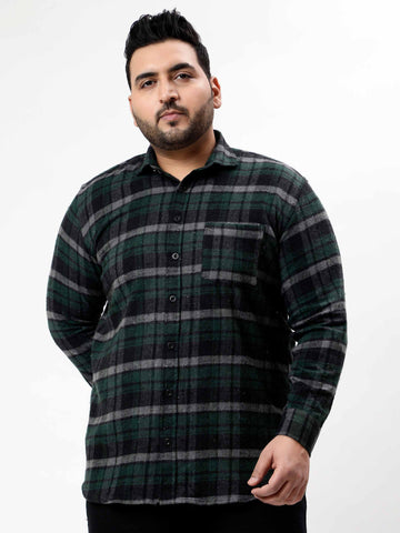 Flannel Green & Black Checked Plus Size Shirt