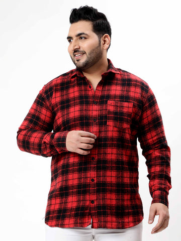 Flannel Red Checked Plus Size Shirt