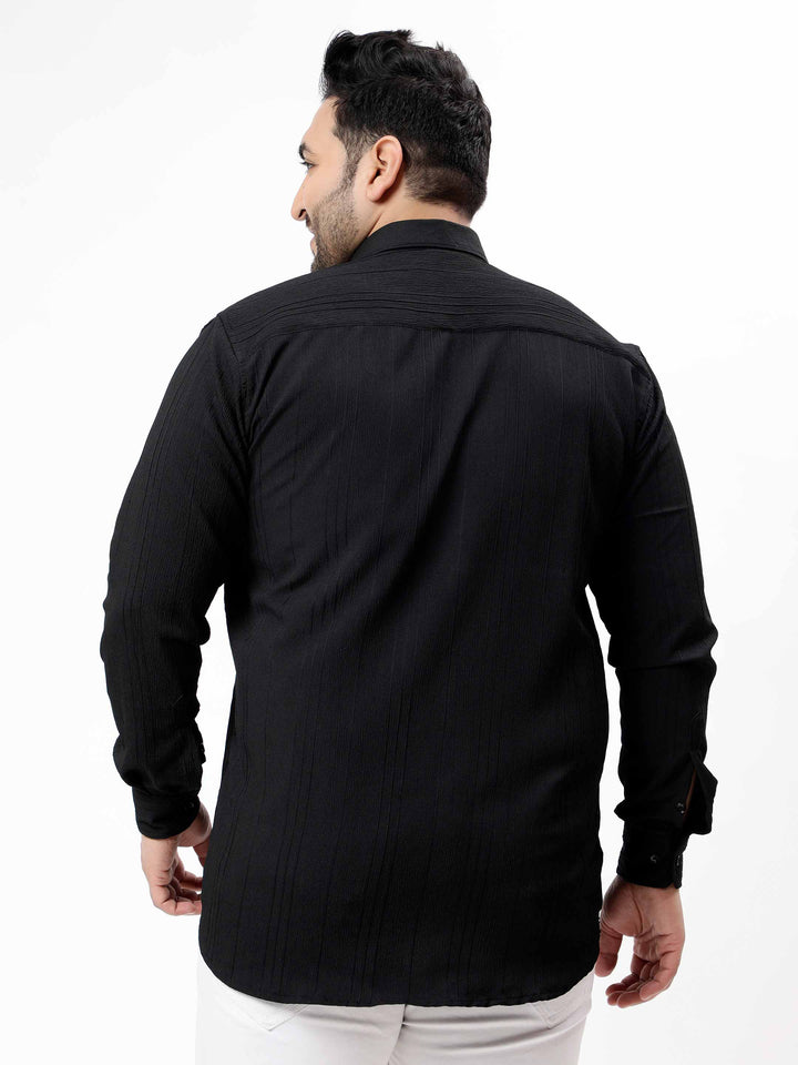 black pintex solid textured plus size shirt