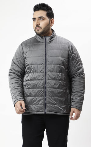 Grey Reversible Puffer Plus Size Jacket