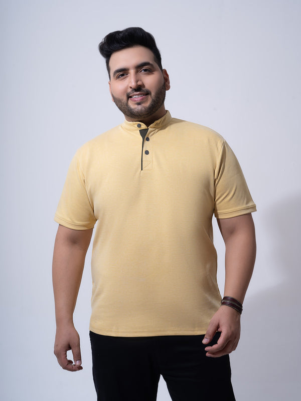 1Black Solid Unisex Plus Size Polo T-shirt