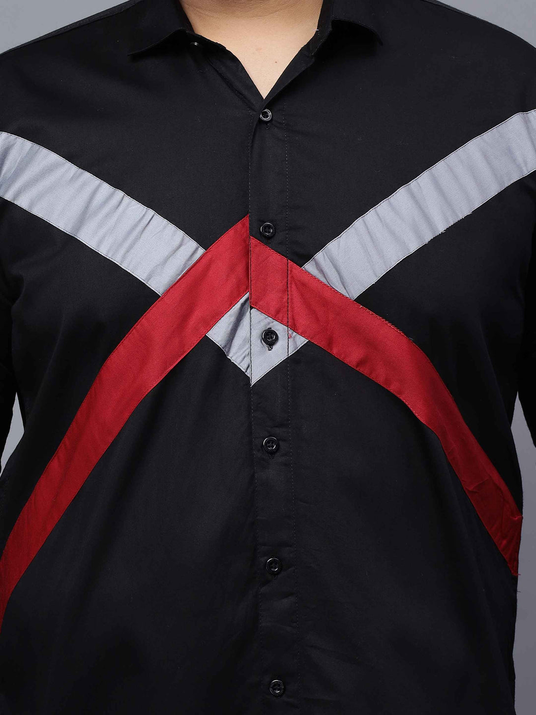 black grey red cut n sew plus size shirt