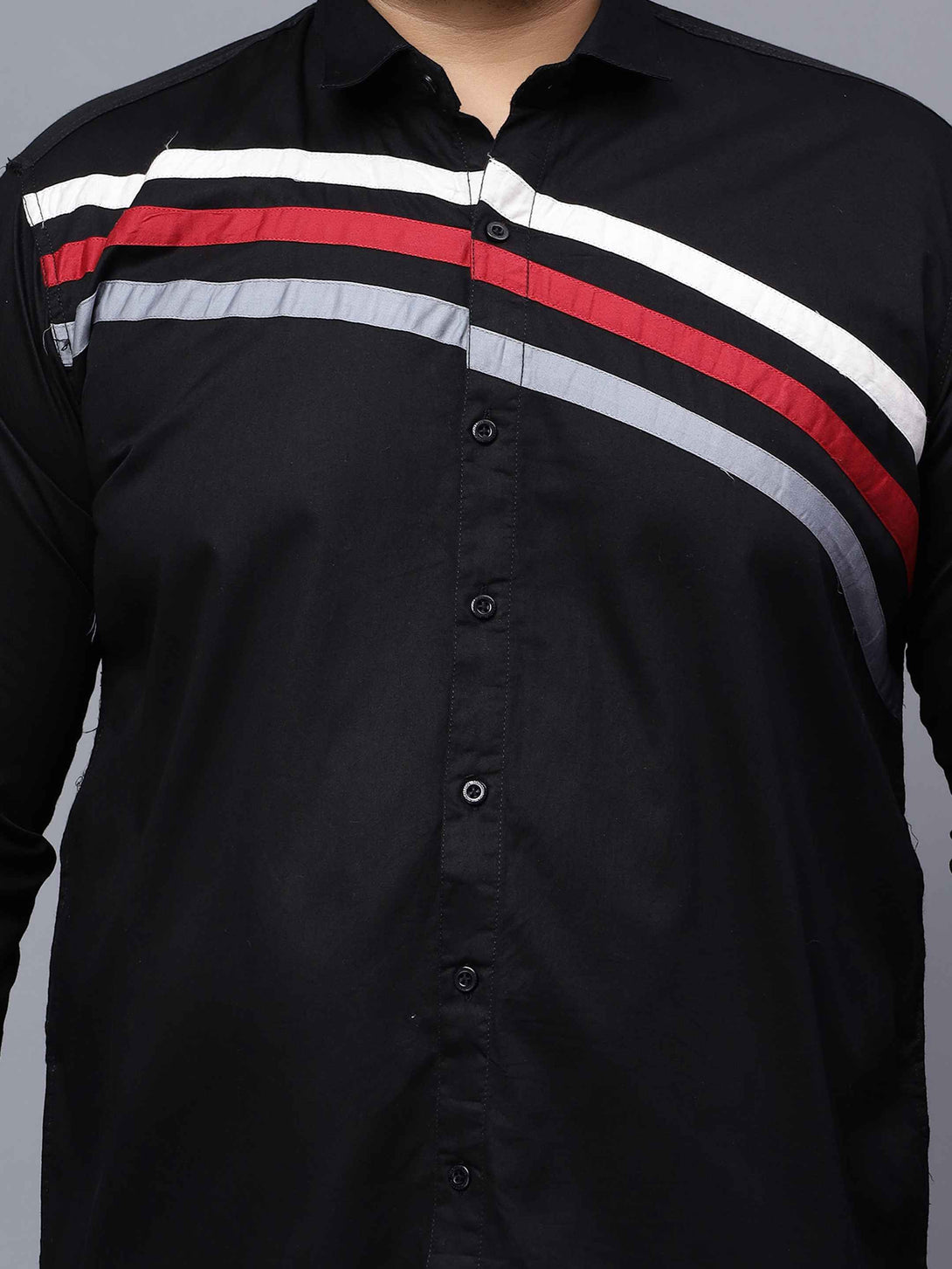 black triple striped cut n sew plus size shirt