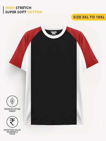 Black Red White Raglan Plus Size T-shirt