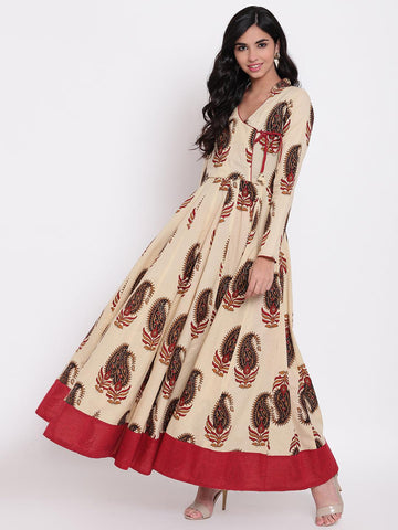 Angrakha Style Full Sleeves Anarkali