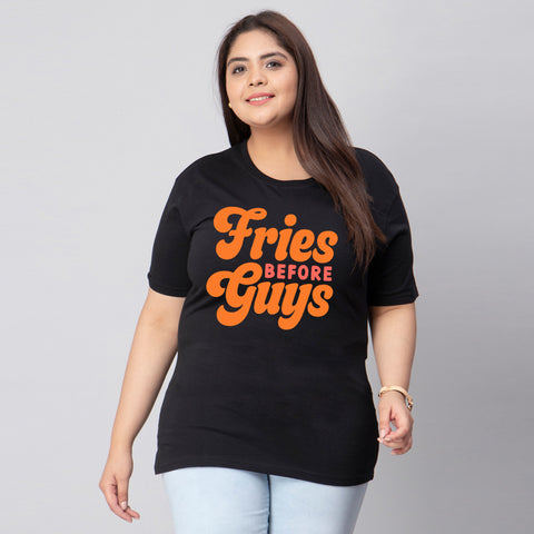 Fries Before Guys Plus Size Women T-Shirt