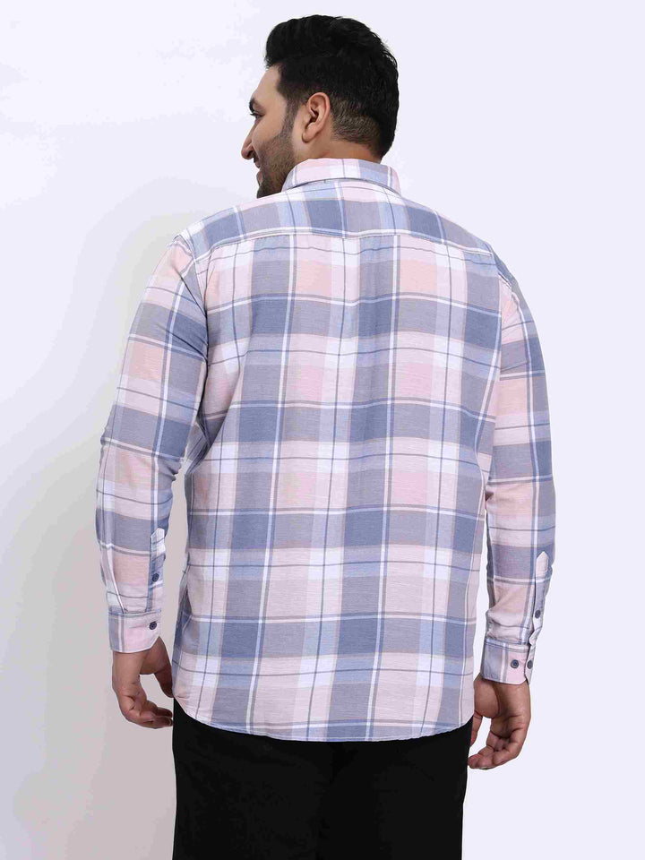 peach checkered soft cotton lee shirt
