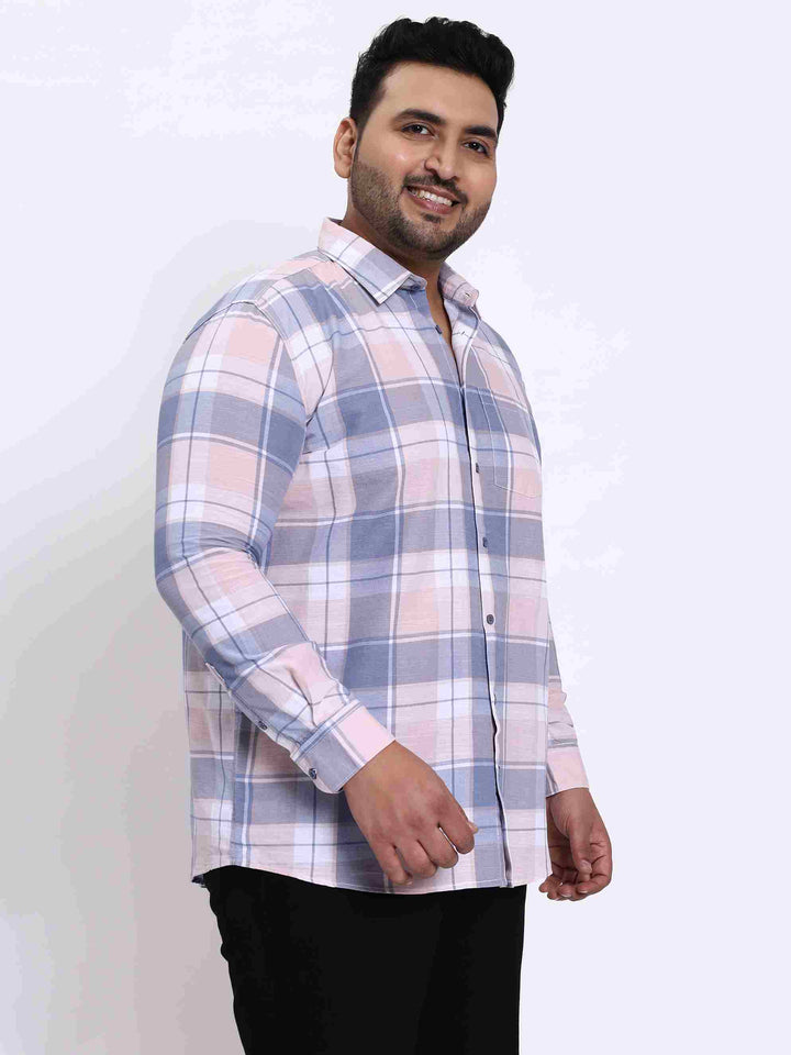 peach checkered soft cotton lee shirt