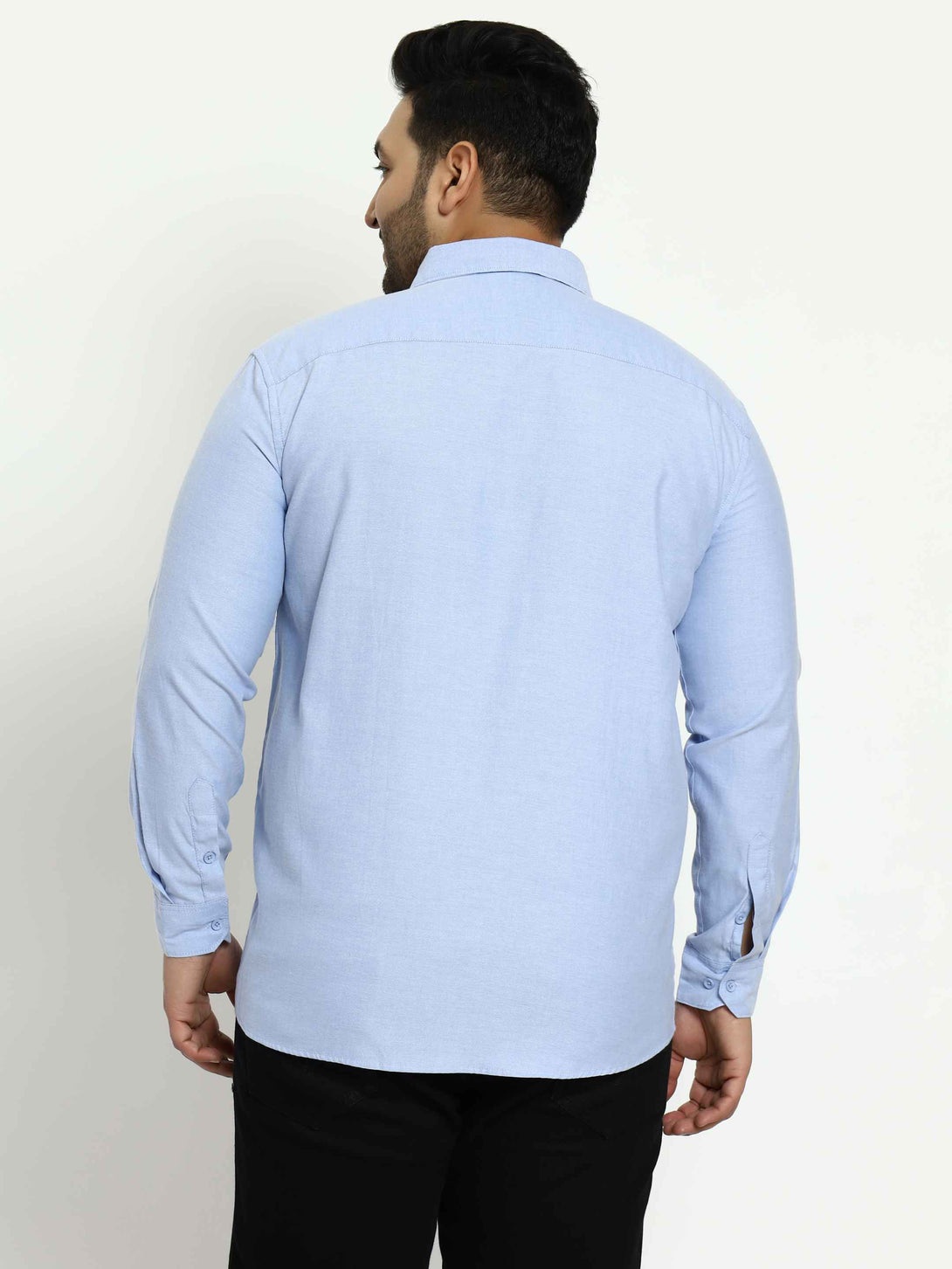 blue solid plus size shirt