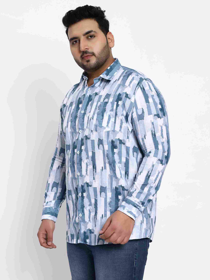 blue block color cotton lee shirt