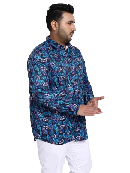black digital floral print satin cotton shirt