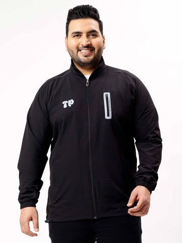 Black Premium Textured Plus Size Sports Jacket