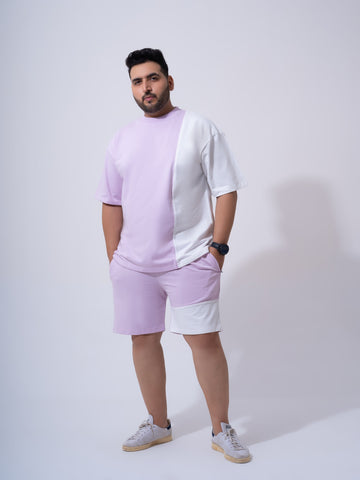 Lilac Colour Block Relax Fit Plus Size Co-ord Set