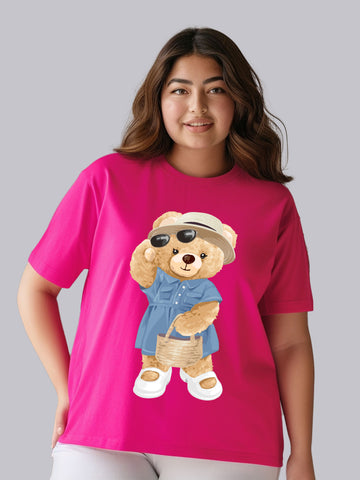 Summer Shopper Bear Plus Size Women T-Shirt