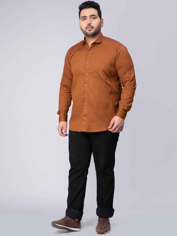 Brown Solid Plus Size Shirt