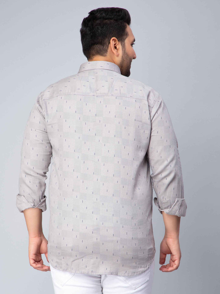 light grey square printed plus size shirt