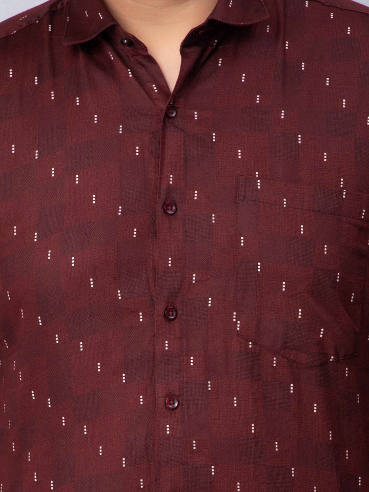 maroon square printed plus size shirt
