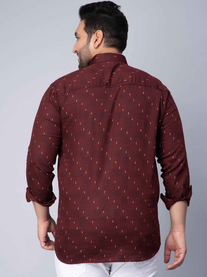 maroon square printed plus size shirt