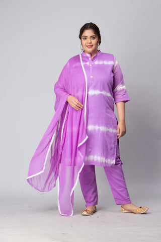 Purple Color Plus Size 3 Piece Suit Set